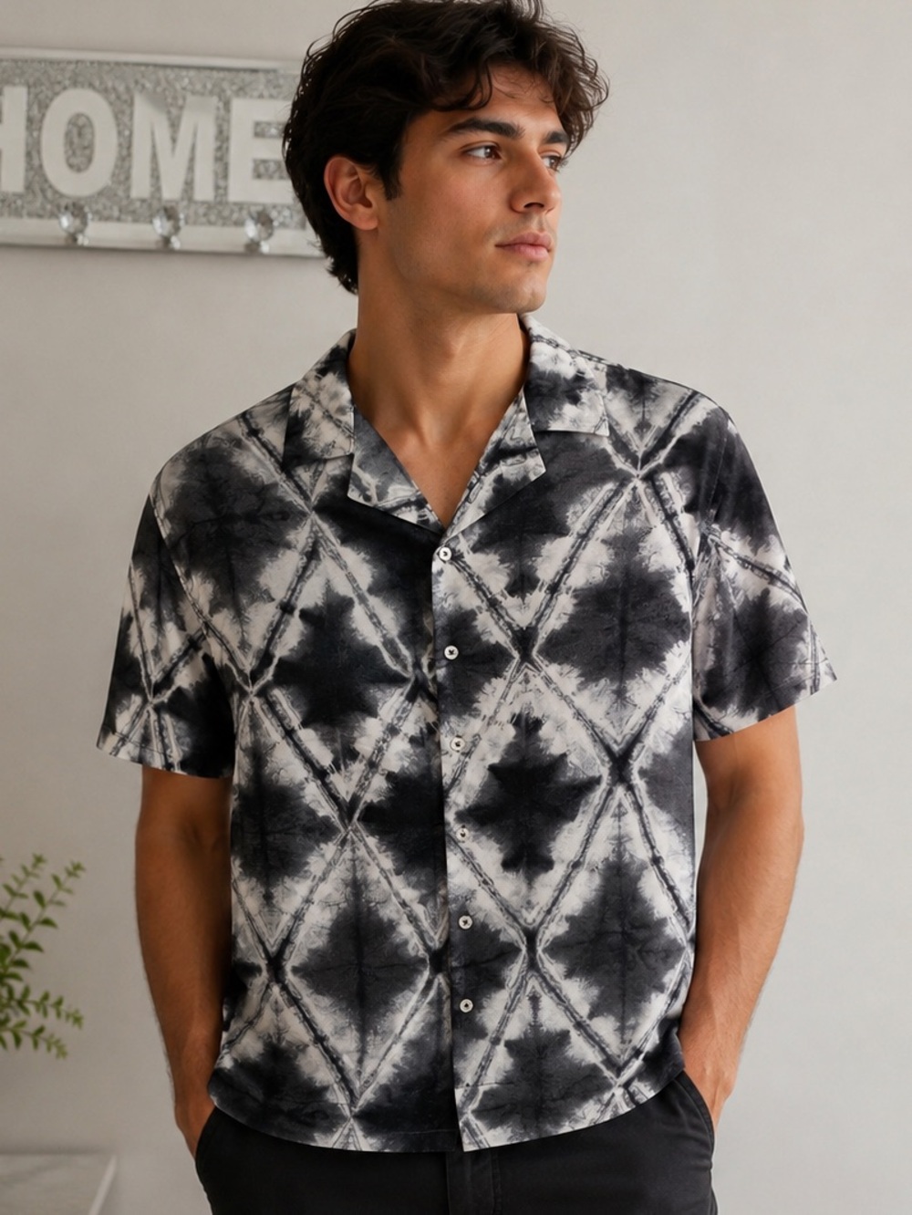 NWT No Boundaries XL Black Tie Dye Button Shirt Streetwear Y2K